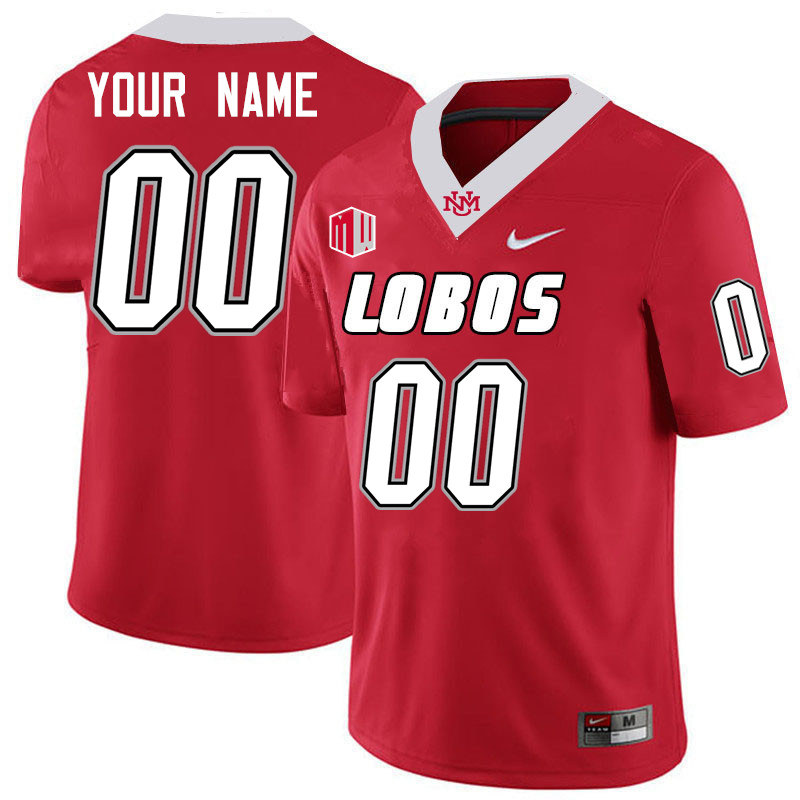 Custom New Mexico Lobos Player's Name And Number Football Jersey-Red